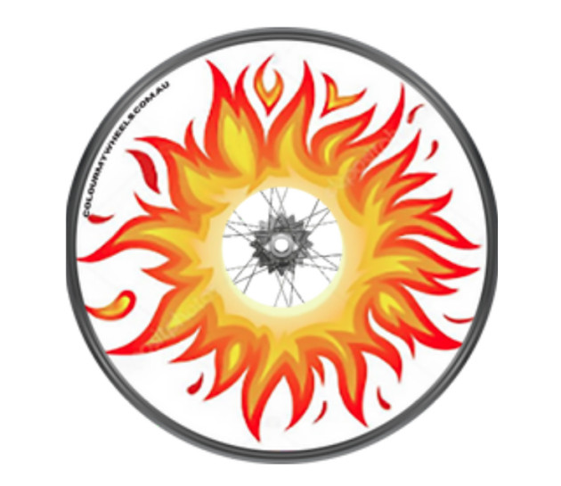 Colour My Wheels Spoke Guards – Retro Flames